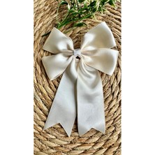 Kirpi Toka Ekru Renkli Düz Saten Kız Çocuk Saç Tokası