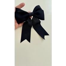 Kirpi Toka Siyah Renk Klipsli Keten Görünümlü Kaneviçe Saç Tokası 16CM x 18CM