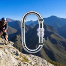 Oval Karabina Kilitli 10 mm Kanca Paslanmaz Çelik Kilit Tırmanma Kamp Ekipman Tırmanış Ip Askı Kilid
