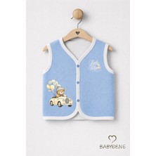Babyden's Erkek Bebek Yelek Pamuklu Çıtçıtlı Elmas Jakarlı Ayıcık Baskılı Yenidoğan Bebek Yeleği Mevsimlik