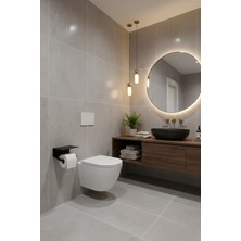 Novacraft Metal Tuvalet Kağıdı Askısı , Raflı Wc Askısı , 2mm Lazer Kesim Siyah Statik Toz Boyalı Organizer