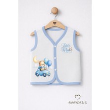 Babyden's Erkek Bebek Yelek Pamuklu Çıtçıtlı Elmas Jakarlı Ayıcık Baskılı Yenidoğan Bebek Yeleği Mevsimlik