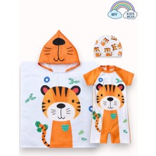 My Kids Wear Erkek Çocuk Deniz Kombini 3’lü Set – Mayo, Havlu ve Bone 12607