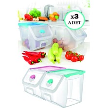 Feyza Design 3'lü Patates ve Soğan Saklama Kabı Seti, 12 Lt, 32,5X23,5X23,5 cm