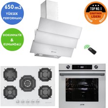 Eminçelik ve Afm Tech Marka Agaw 5 Gözlü 1'wok Beyaz Ankastre Set (22 386  +FM7701 +Ch 1455 Rc W60)