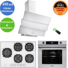 Eminçelik ve Afm Tech Marka Beq 5 Gözlü 1'wok Beyaz Ankastre Set (22 386 Y +FM7701 +Ch 1455 Rc W60)