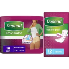 Depend Emici Külot Lohusa Pedi  Xl - Extra Büyük -  Kadın (10 Adet)+Mesane Pedi Kadın Normal (12 Li)