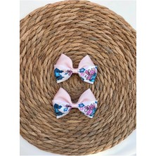 Kirpi Toka Pudra Pembesi Stitch Desenli Ikili Kadın/kız Çocuk Saç Tokası