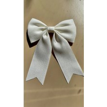 Kirpi Toka Ekru Renk Klipsli Keten Görünümlü Kaneviçe Saç Tokası 16CM x 18CM