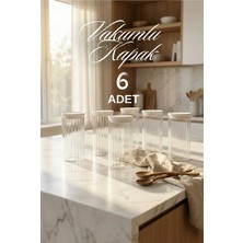 Feyza Design 6’lı Beyaz Çizgi Desenli Vakumlu Erzak Saklama Kabı Seti