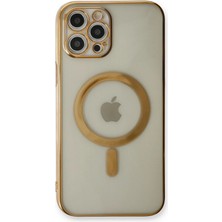  iPhone 12 Pro Kılıf Magneticsafe Lazer Silikon - Gold Nemere