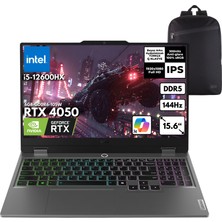 Lenovo Loq 15IAX9 I5-12600HX 16-Gbddr5 1 Tbssd RTX4050 (6GB-GDDR6-105W) 15.6" Fhd IPS 144Hz Windows 10 Pro + Hmf Sırt Çantası 83GS00V1TRHMF61