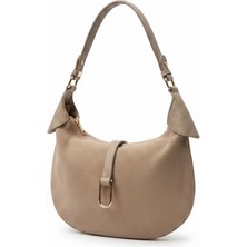 MuadilMarka Süet (Gerçek Deri) Kruvasan Model Omuz Çantası