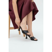 Marina Rosse Marinarosse Kadın Lena Metalik Siyah Cilt Terlik