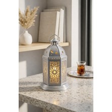 Helis Craft Dekoratif LED Kandil Fener – Gri Ortam Lambası