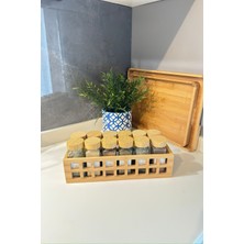 Feyza Design 12'li Cam Baharatlık Seti Bambu Kapaklı ve Sunumluk ile Şık Sunumlar