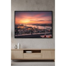 Safir Design Boğaz Manzaralı, Simit ve Çay Temalı Dekoratif Çerçeveli Tablo