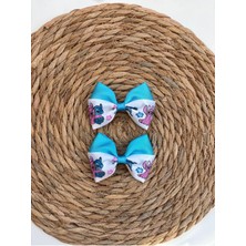 Kirpi Toka Mavi Beyaz Stitch Desenli Ikili Kadın/kız Çocuk Saç Tokası