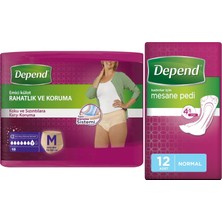 Depend Emici Külot Lohusa Pedi M- Medium - Orta Kadın (10 Lu) + Mesane Pedi Kadın Normal (12 Li)