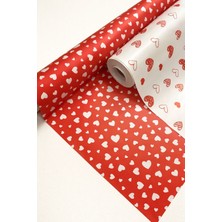 Tuli 4’lü Kalpli Hediye Paketleme Jelatini – 50X70 cm Kırmızı & Beyaz Set – Butik Paketleme Için