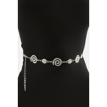 Zero Land Xmpdby Çiçek Metal Zincir Kemer - Gümüş Rengi