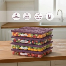 Selka Home 8 Adet 1 Lt. Nora Organizer Buzdolabı Buzluk Düzenleyici Saklama Kabı