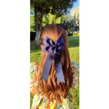 Kirpi Toka Lacivert Fiyonk Toka, Uzun Kuyruklu Grogren Klipsli Kız Çocuk Saç Tokası.