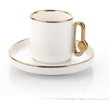 Mien Beyaz Altın 6 Kişilik Türk Kahvesi Fincanı