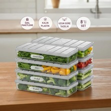 Selka Home 8 Adet 1 Lt. Nora Organizer Buzdolabı Buzluk Düzenleyici Saklama Kabı