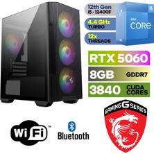 MSI Şafak-Gaming Pc Ddr5-Intel Core I5 12400F-RTX 5060 8gb-16 GB Ddr5 Ram-1 Tb Nvme 5000 4000-WİN11PRO-WİFİ-BLUETOOTH-