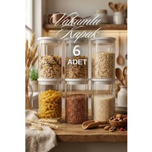 Feyza Design 6’lı Beyaz Vakumlu Çizgi Desenli Saklama Kabı Seti, 850 ml