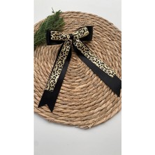 Kirpi Toka Siyah El Yapımı Leopar Desenli Kadın/kız Çocuk Saç Tokası