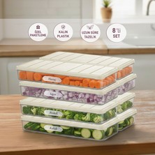 Selka Home 8 Adet 1 Lt. Nora Organizer Buzdolabı Buzluk Düzenleyici Saklama Kabı