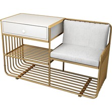 Hitit Dekorasyon Loren Gold Metal Benç Ayakkabılık Modern Tasarım ve Dayanıklı Malzeme ile