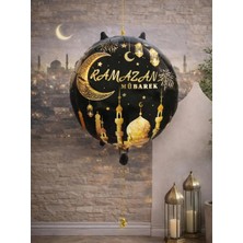 Parti Adresi Ramazan Mübarek Temalı Altın Cami ve Hilal Desenli Folyo Balon 45 cm
