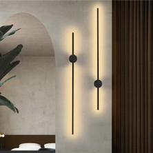 Modern Dekoratif LED Duvar Aplik Uzun Çubuk LED Tekli 80 cm Gün Işığı Eskitme-Gold-Krom-Siyah