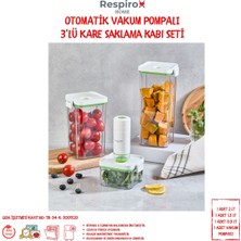 Feyza Design Vakumlu Saklama Kabı Başlangıç Seti 3'lü Şarjlı Pompalı, Hızlı ve Pratik Kullanım