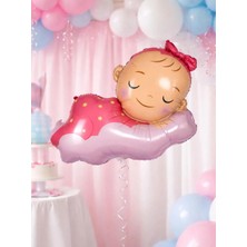 Parti Adresi Uyuyan Kız Bebek Folyo Balon – Cinsiyet Partisi & Baby Shower Süsü 98 cm