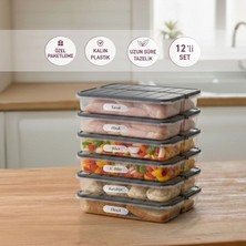Selka Home 12 Adet 1 Lt. Nora Organizer Buzdolabı Buzluk Düzenleyici Saklama Kabı