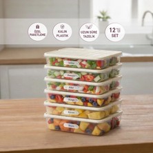 Selka Home 12 Adet 1 Lt. Nora Organizer Buzdolabı Buzluk Düzenleyici Saklama Kabı