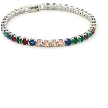 Brezza Lusso Jewelry Renkli Kare Taşlı Su Yolu Kadın Bileklik