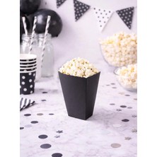 Parti Adresi Patlamış Mısır Kutusu Popcorn Kutusu Siyah 8'Li