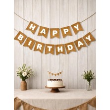 Parti Adresi Happy Birthday Yazı Doğum Günü Banner Parti Süsü Kraft Beyaz