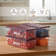 Selka Home 4 Adet 2 Lt. Nora Organizer Buzdolabı Buzluk Düzenleyici Saklama Kabı