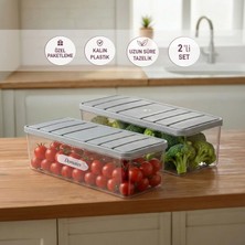 Selka Home 2 Adet 2 Lt. Nora Organizer Buzdolabı Buzluk Düzenleyici Saklama Kabı