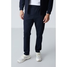 Tommy Life Lacivert  Dik Yaka Çift Renk Rahat Form Klasik Paça Erkek Eşofman Takımı - 85113