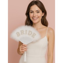 Parti Adresi Bride Yazılı Tüylü Gelin Yelpaze Bekarlığa Veda Partisi Kostüm Aksesuarı Beyaz