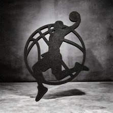 Basketbolcu Siluet Duvar Dekoru – 3D Baskı Spor Temalı Duvar Süsü – Genç Odası & Ofis Dekorasyonu