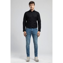 Lee Cooper Jack Erkek Slım Dar Kesim Yüksek Bel Dar Paça Jean Pantolon Mavi