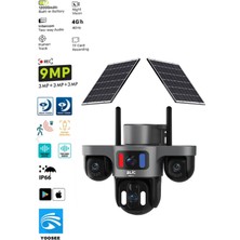 Miaxtreme 9mp Çift Solar Panel 7.5WX2 3 Senkron Lens IP66 Sertifikalı Sensör Takip Yoosee Türkçe Solar Kamera